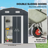 8' x 4' Galvanized Outdoor Storage Shed, Garden Shed with Adjustable Shelves