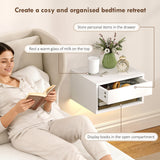 Floating Bedside Table Set of 2 with RGB LED Lights App Control