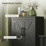 Farmhouse Bathroom Storage Cabinet, Bathroom Floor Cabinet with Barn Doors and Adjustable Shelf