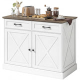 Kitchen Island with Sitting Space, Sideboard Cabinet with 2 Drawers and 2 Adjustable Shelves for Dining Room