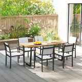 Wooden Outdoor Dining Table for 6 with 2