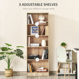 Bibliothèque à 5 niveaux, étagère de rangement avec étagères réglables, bois naturel
