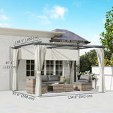 10' x 13' Pergola with Retractable Canopy and Curtains