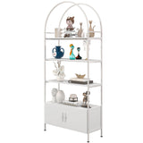 4-Tier Arched Shelving Unit with Cabinet, 31.5