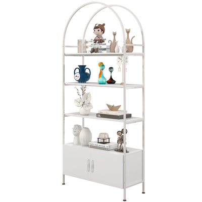 4-Tier Arched Shelving Unit with Cabinet, 31.5
