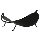 Casier à bûches de 16 po Courbé Support à bûches de cheminée Panier de rangement de bois avec poignée flexible