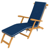 Folding Patio Lounge Chair with Padded Cushion, Acacia Wood Patio Lounger Recliner with Footrest for Garden