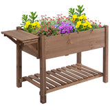 Raised Garden Bed with 8 Grids and Storage Shelf
