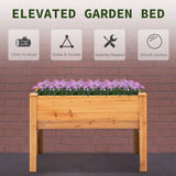 Wooden Raised Garden Plant Stand Outdoor Tall Flower Bed Box with Hooks, 48