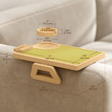 Couch Arm Tray, Clip-On Side Table with 360° Rotating Phone Holder and Removable Cup Holder
