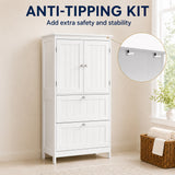 Bathroom Storage Cabinet, Narrow Bathroom Cabinet with 2 Drawers, Adjustable Shelf for Living Room