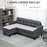 L-shaped Sofa, 3 Seater Couch with Ottoman, Corner Sofa with Thick Padded Cushion and Wood Legs