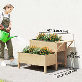 Wooden Raised Garden Bed, 2-Tier Raised Planter with Storage Shelf
