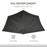 9.8ft Half Umbrella Semi Round Patio Parasol with Crank Handle