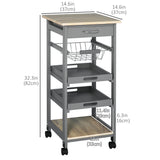 Rolling Kitchen Island Cart, Mobile Utility Storage Cart with Drawer, Removable Tray