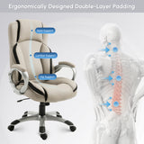Ergonomic Office Chair PU Leather Executive on Rolling Wheels Task Computer Height Adjustable Swivel Ergonomic
