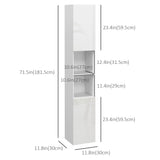 Tall Bathroom Cabinet, High Gloss Storage Cabinet with Doors and Adjustable Shelves, 11.8