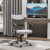 Mid Back Office Chair, Linen Adjustable Office Chair with Lumbar Back Support