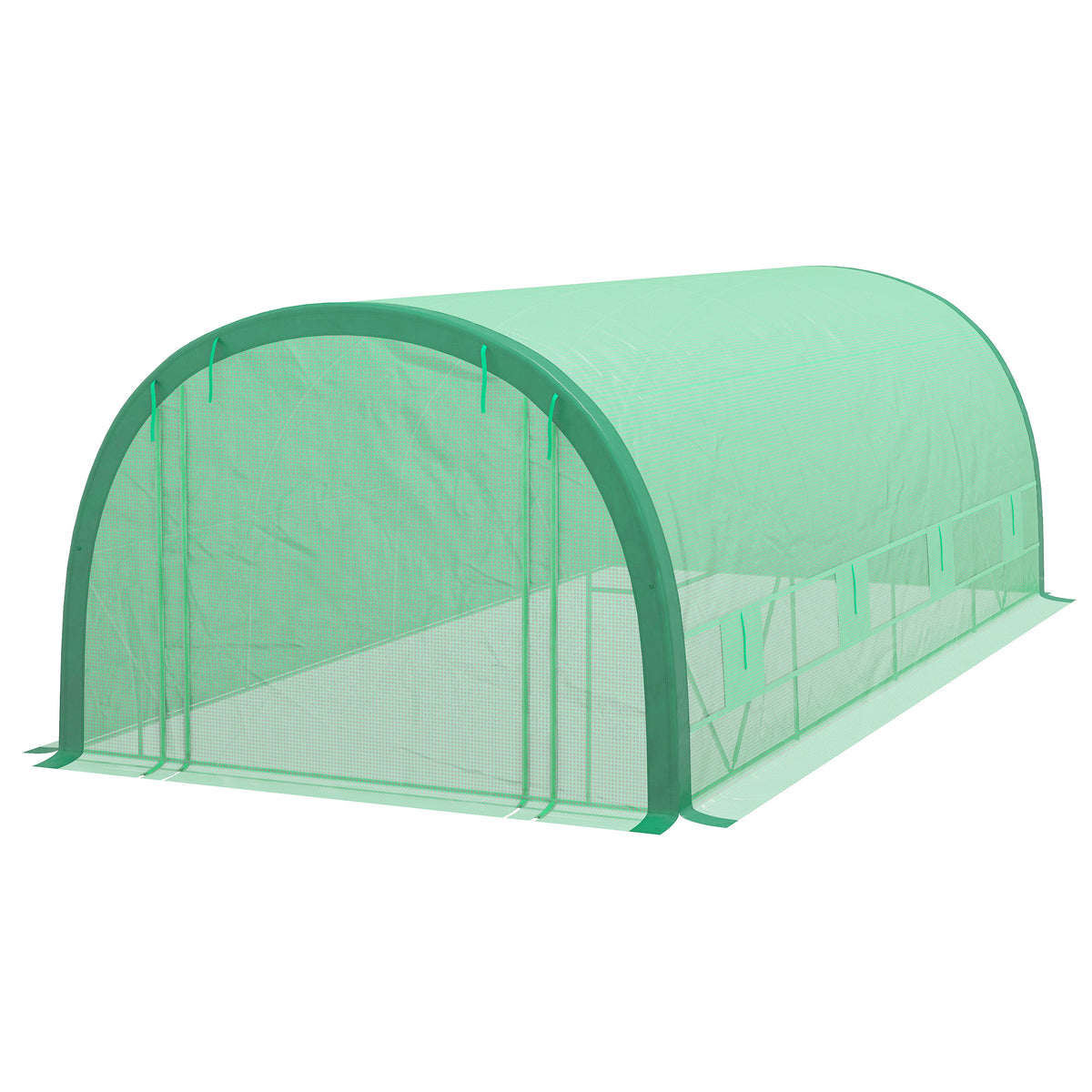 Serre tunnel améliorée 19,5' x 10' x 6,5' avec porte et fenêtres à mailles, 15 étiquettes de plantes et gants