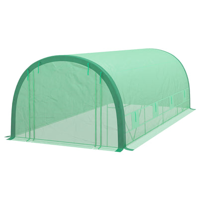 19.5' x 10' x 6.5' Upgraded Tunnel Greenhouse Green House with Mesh Door and Windows, 15 Plant Labels and Gloves