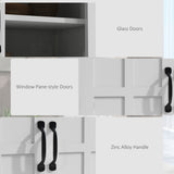 Modern Sideboard Cabinet, Freestanding Sideboards and Buffets with Glass Doors, 4-tier Shelving and Adjustable Shelves