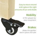 Mobile Raised Garden Bed Elevated Wood Planter Box with Lockable Wheels, Storage Shelf for Herbs Vegetables