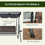 Outdoor 3-Seat Porch Swing with Canopy, Pillows and Steel Frame