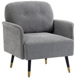 Fauteuil d'accent moderne capitonné avec pieds métalliques, Fauteuil de lecture rembourré pour salon