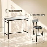 5-Piece Bar Table Set, Industrial Bar Table and Stools for 4 with Footrest and Steel Frame for Kitchen