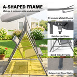 3-Seater Swing Chair Covered Garden Hammock A-Frame Outdoor Porch Glider Sling Seat with Adjustable Canopy Cover