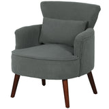 Modern Accent Chair, Upholstered Armchair with Solid Wood Legs and Lumbar Pillow for Living Room