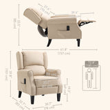 Massage Recliner Chair for Living Room, Push Back Recliner Sofa, Suede Wingback Reclining Chair with Extendable Footrest, Wood Legs