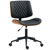 Chaise de bureau sans bras avec roues, chaise de bureau en cuir PU avec hauteur réglable, roues pivotantes pour bureau