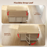 Kitchen Island Cart, Rolling Kitchen Island Table with Drop Leaf, Drawer