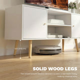 TV Stand Cabinet for TVs up to 55 Inches, Entertainment Unit with Storage Shelves and Wood Legs for Living Room