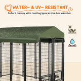 Chenil pour chien d'extérieur 8' x 4' x 6', Enclos extérieur pour chien avec bols rotatifs 360°