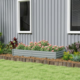 6 x 3 x 1ft Galvanized Raised Garden Bed, Reinforced Outdoor Planter Box with Open Bottom
