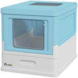 Top Entry Enclosed Kitty Litter Box with Scoop, Tray, Large Space, Foldable