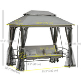 3 Person Outdoor Patio Daybed, 3 in 1 Canopy Gazebo Swing Chair Garden Hammock with Sun Shade, Mesh Mosquito and Net