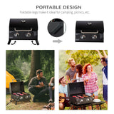 2 Burner Propane Gas Grill, Outdoor Portable Tabletop BBQ with Foldable Legs, 10000 Each Burner