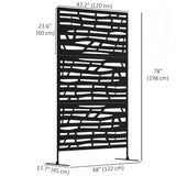 Decorative Outdoor Privacy Panel with Stand, Freestanding Metal Outdoor Divider for Garden