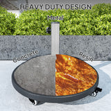 Round Patio Umbrella Base with Wheels, 44 lbs Resin Umbrella Stand Base, 1.3