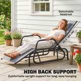 Chaise longue extérieure, chaise de bronzage ajustable 3 positions avec appuie-tête pour jardin