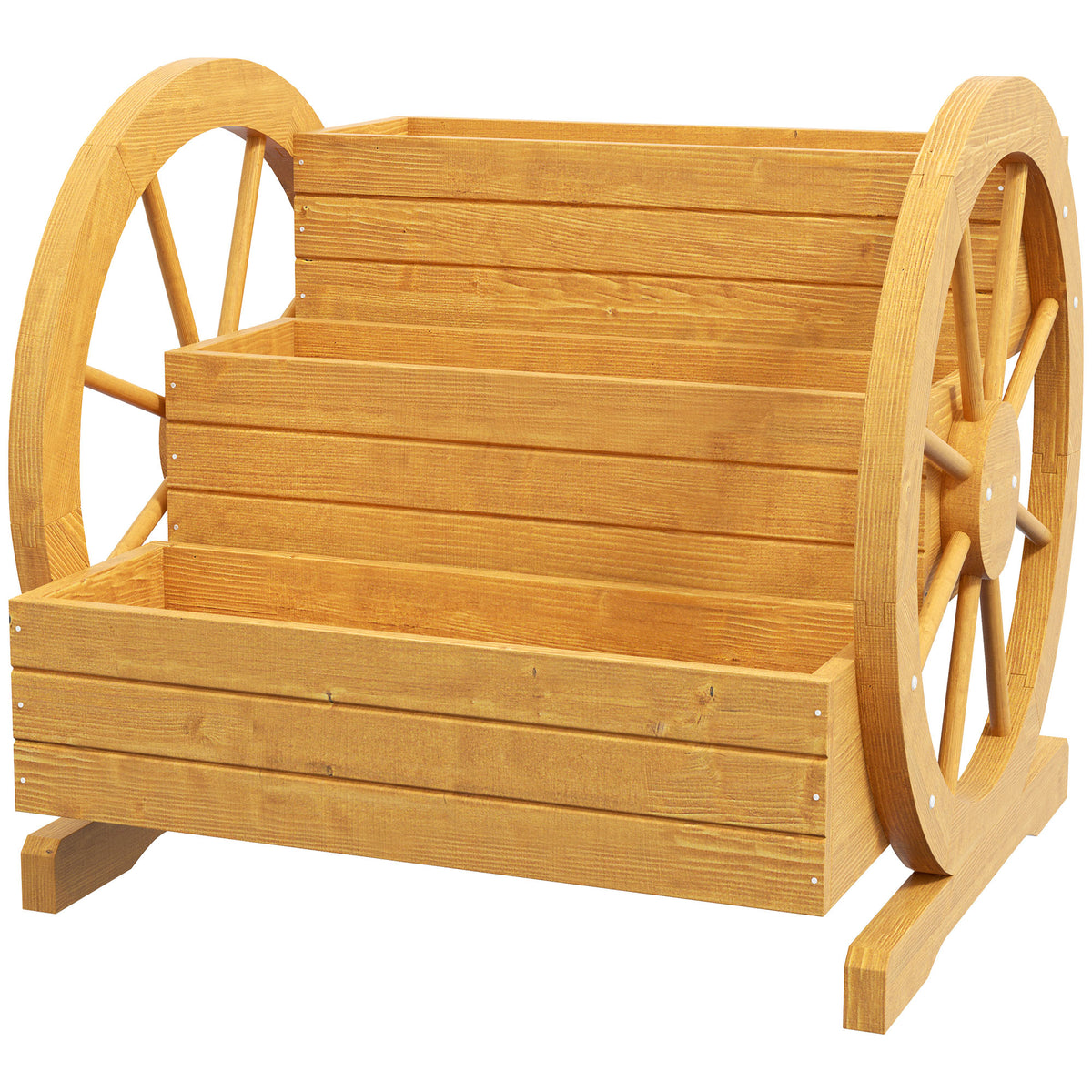 Bac Chariot en Bois, Jardinière Surélevée 3 Étages, 24