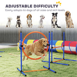 Dog Agility Training Equipment, 11-Piece Dog Obstacle Course with Adjustable Hurdle & Ring, 3 Tunnels