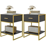 Nightstand Set of 2, Modern Bedside Table with Drawer and Shelf