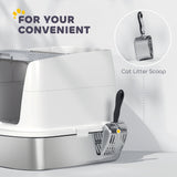 Large Stainless Steel Litter Box, Enclosed Metal Cat Litter Tray with Scoop