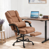 Office Chair with Massage, Pet-Friendly Faux Leather Reclining Desk Chair with Lumbar Support, Footrest