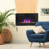 Wall Mounted Fireplace, 28.5 Inch Modern Electric Fireplace with Patented LED Flame Effect and 7 Colors