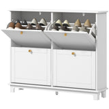 Meuble de Rangement pour Chaussures Moderne, Cabinet Étroit avec 4 Tiroirs à Bascule, Tablettes Ajustables, 5 Pieds pour Entrée